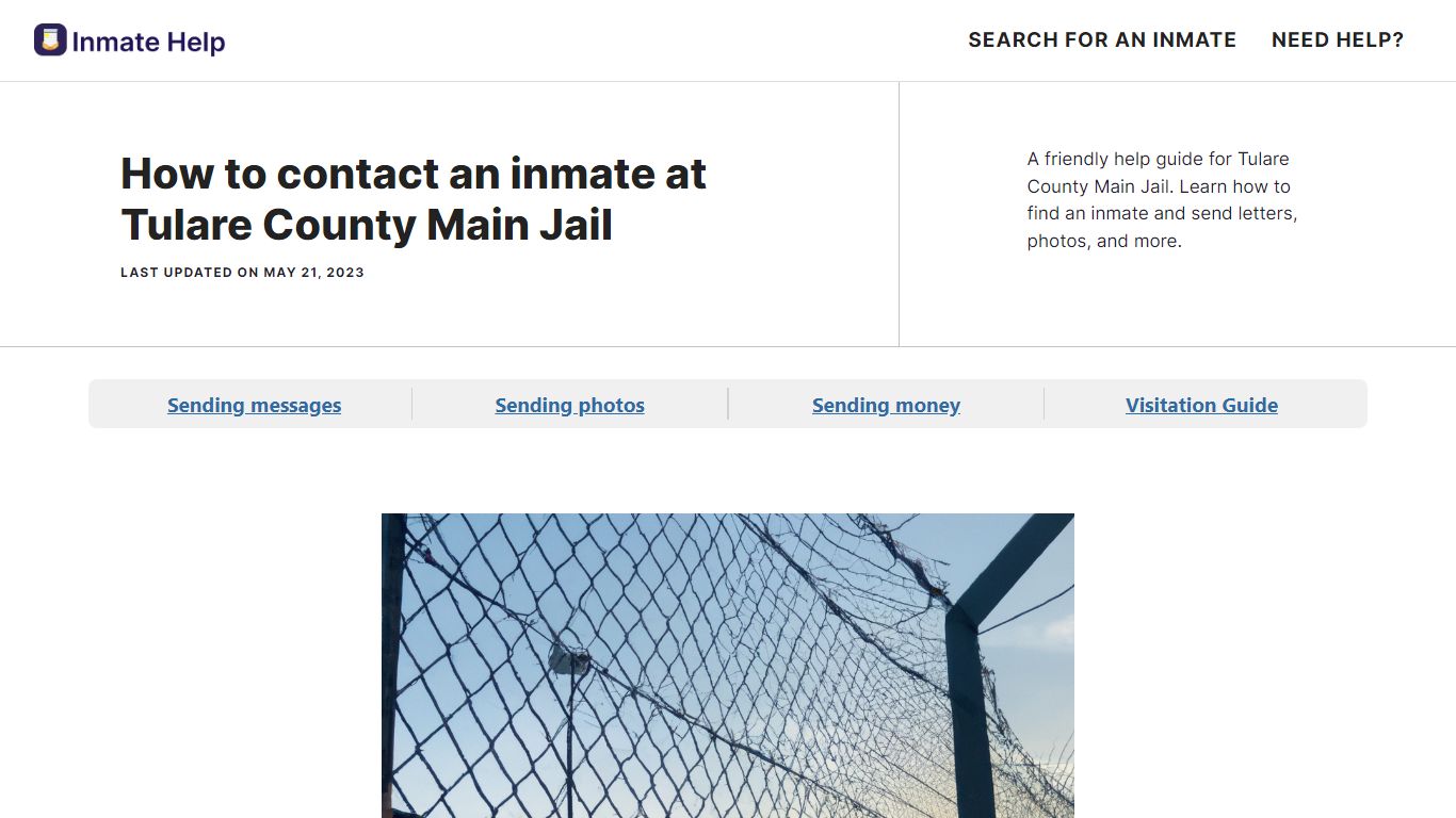 How to contact an inmate at Tulare County Main Jail